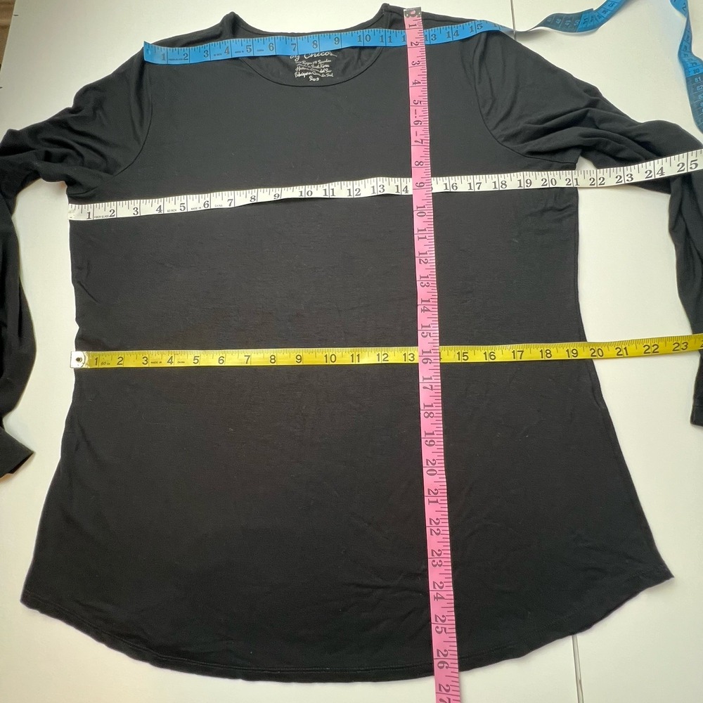By Chico's Women's Size 2 US L Long Sleeve T-Shirt Black Crew Neck Capsule Basic - Picture 6 of 8